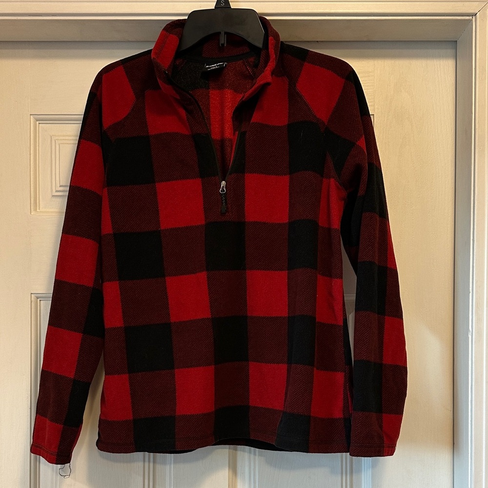 Eddie Bauer Red and Black Plaid Pullover
